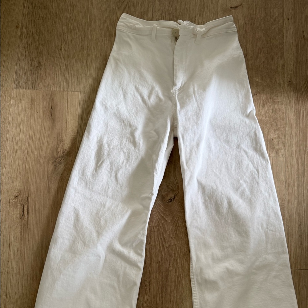 Zara Mariner White High-Waisted Trousers 6